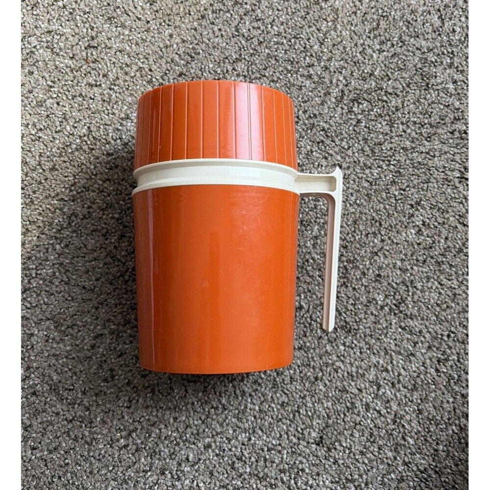 Thermos Vintage Model 7002 Orange 10 oz. Hot Cold USA Picnics Work Camping Hikin